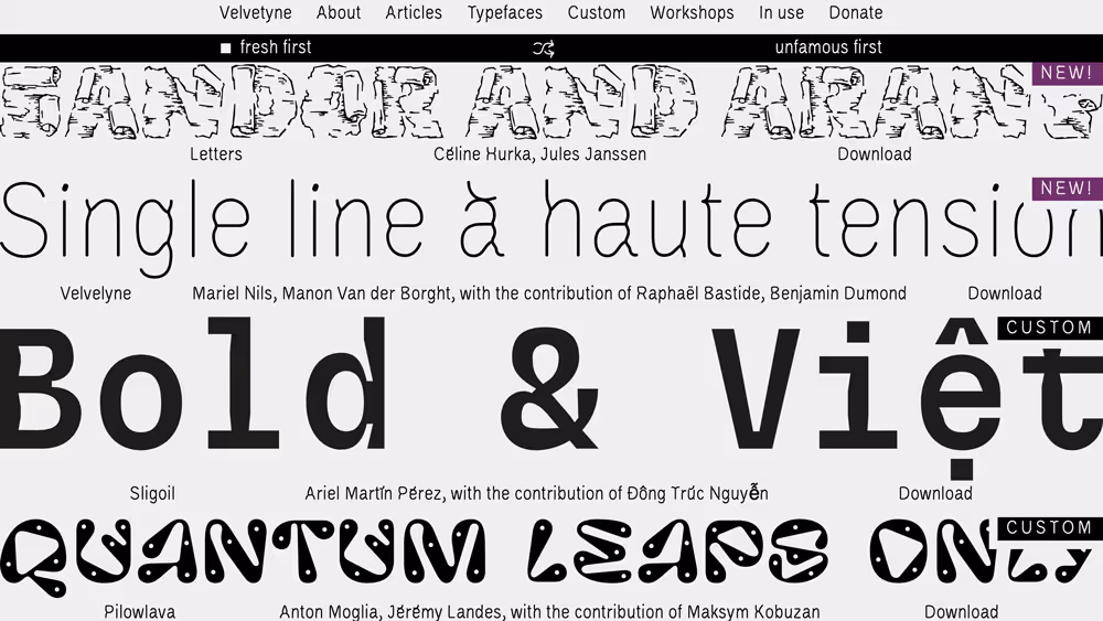Website Velvetyne Fonts