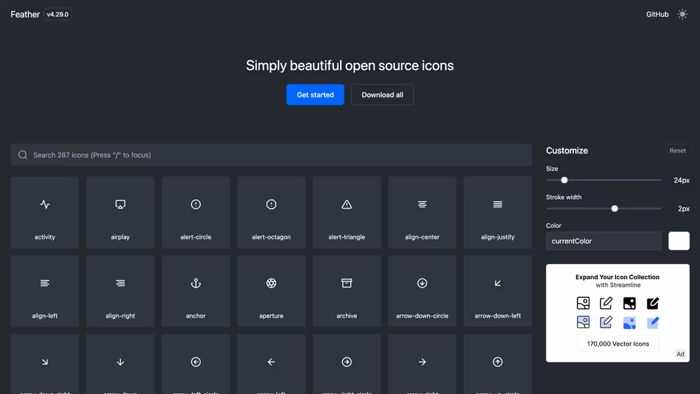 Website Feather Icons