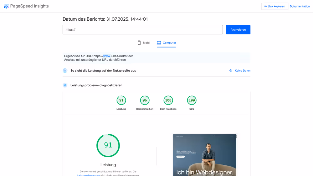 Website Google Page Speed Insights