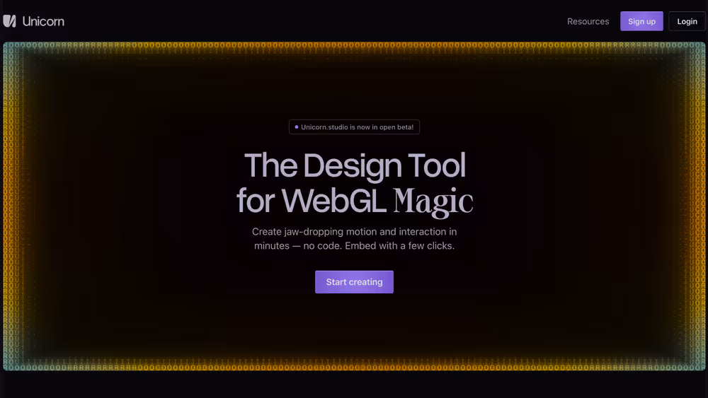 Website Unicorn WebGL Design Tool