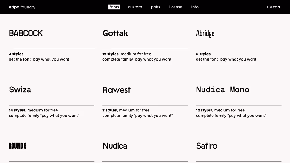 Website Atipo Foundry